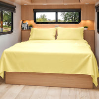 Short Queen Size 4 Piece Bed Sheet Set - RV Short Queen Sheets - Yellow