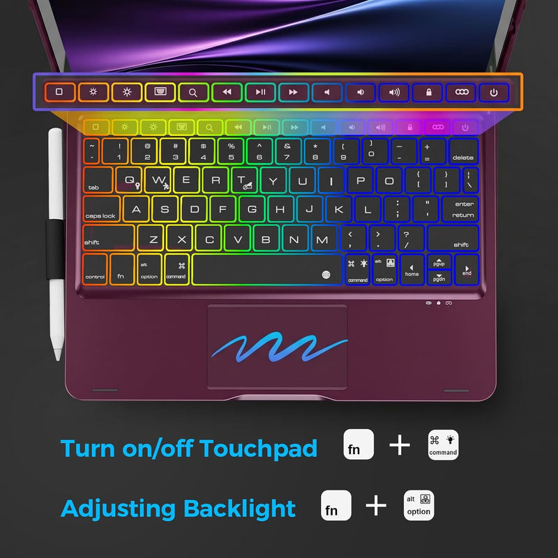 Funda con Teclado NOKBABO para iPad 10/11 (A16) y Air 11" (M4/M3/M2) - Frambuesa