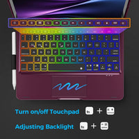 Funda con Teclado NOKBABO para iPad 10/11 (A16) y Air 11" (M4/M3/M2) - Frambuesa