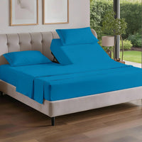 Flex Top Split Head King 4 Piece Sheet Set - Soft & Breathable - Denim Blue