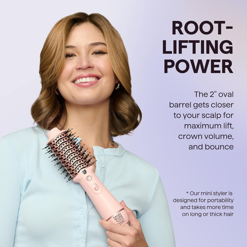 Wavytalk Cepillo secador de pelo de doble voltaje para Perú y viajes internacionales, mini cepillo jet de 110 V-240 V, cepillo secador de pelo iónico que reduce el daño, cabello lacio