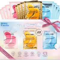 grace & stella Parches para debajo de los ojos (12 pares) Mascarillas para ojos hinchados y ojeras - Rellenos navideños para adolescentes, regalos de Navidad para mujeres, regalos de intercambio