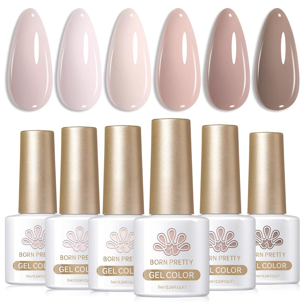 Born Pretty Nude Pink Gel Nail Polish Natural Khaki Skin Tone Brown Colors
