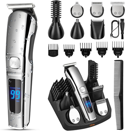 Ufree - Cortadora de barba inalámbrica para hombres, maquina de afeitar eléctrica impermeable para nariz, cuerpo, cara y bigote, kit de aseo