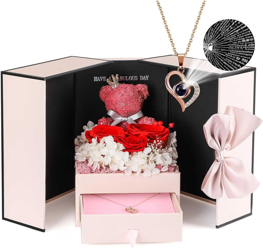 ADDWel Preserved Real Rose Gift Box with I Love You in 100 Languages