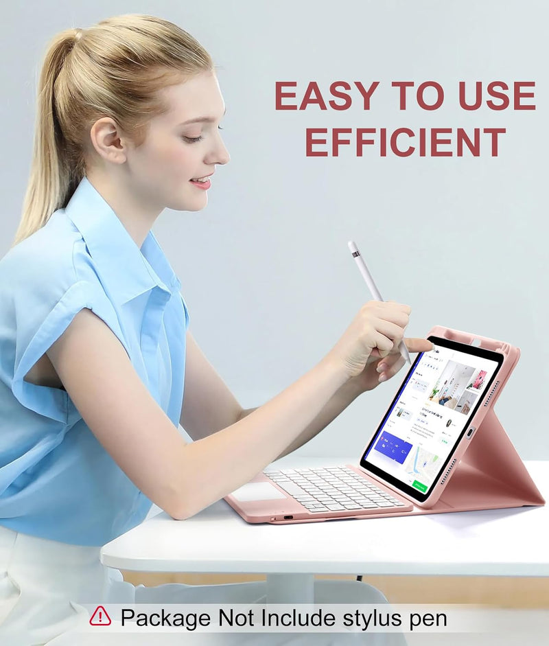 Funda con Teclado Harvopu para iPad 11" (A16) / iPad 10.ª Gen - Rosa Claro
