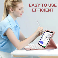 Funda con Teclado Harvopu para iPad 11" (A16) / iPad 10.ª Gen - Rosa Claro