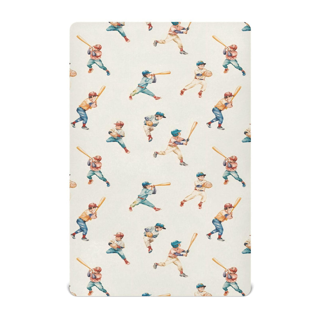 Playing Baseball Crib Sheets for Boys Girls,Fitted Crib Sheets for Toddler,Baby Nursery Sheet for Cribs,Soft 39 * 27 * 5