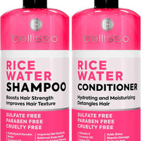 Rice Water Shampoo and Conditioner Set - Sulfate Free for Thin and Fine Hair - Fuller, Thickening Formula for Women and