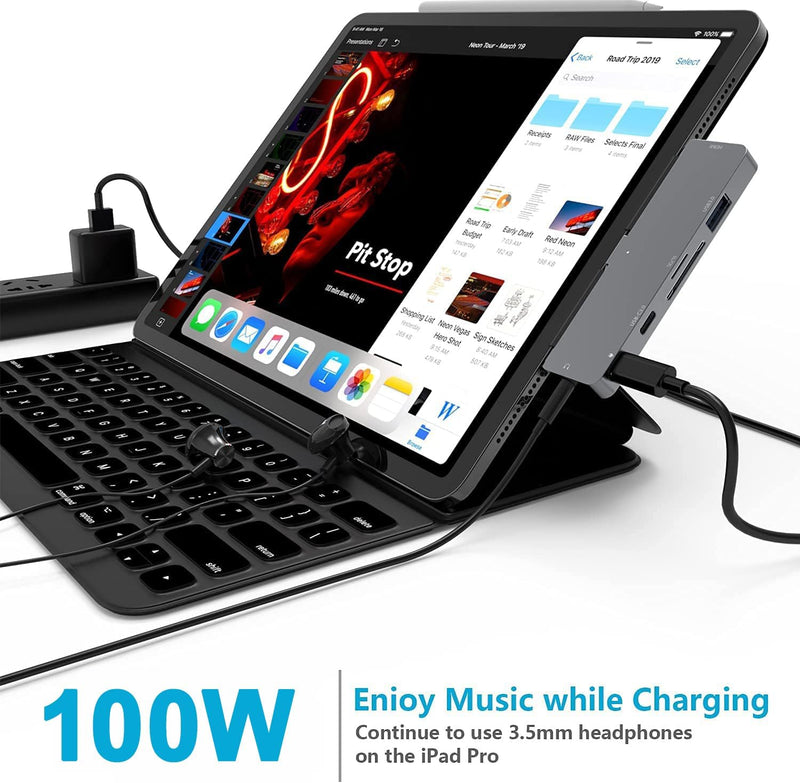 Hub USB-C 7 en 1 NXPGKEA para iPad Pro / Air (HDMI 4K, PD, SD/TF, USB 3.0, Jack 3.5mm)