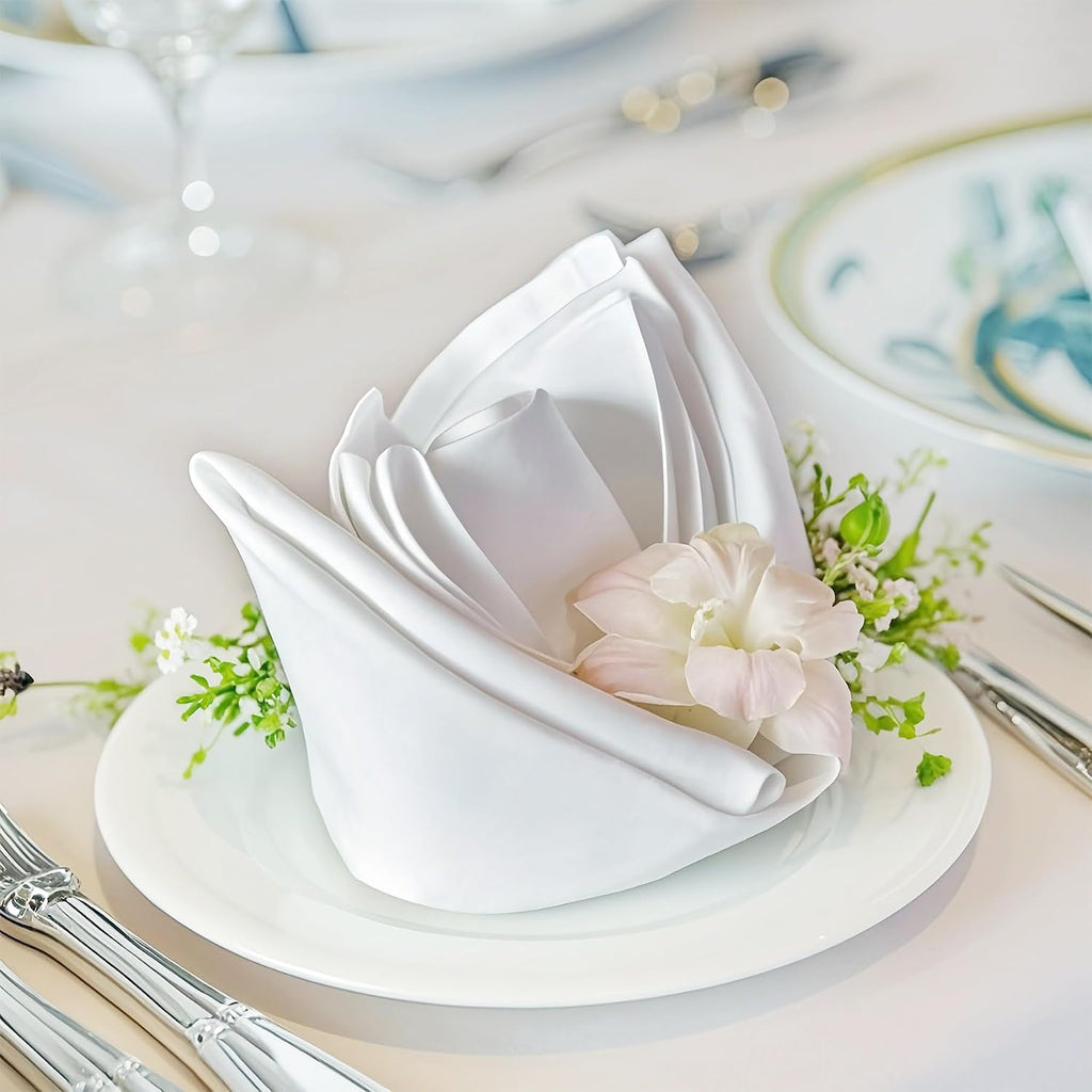 FOLINS&HOME White Cloth Napkins Set of 12, Decorative 20x20 Inch Napkins