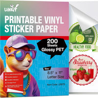Uinkit Glossy Printable Vinyl Sticker Paper Letter Size 8.5x11" 200 Sheets