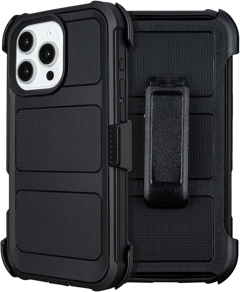 for Case iPhone 16 Pro Max Case with Belt Clip Holster Heavy Duty Black