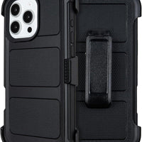 for Case iPhone 16 Pro Max Case with Belt Clip Holster Heavy Duty Black