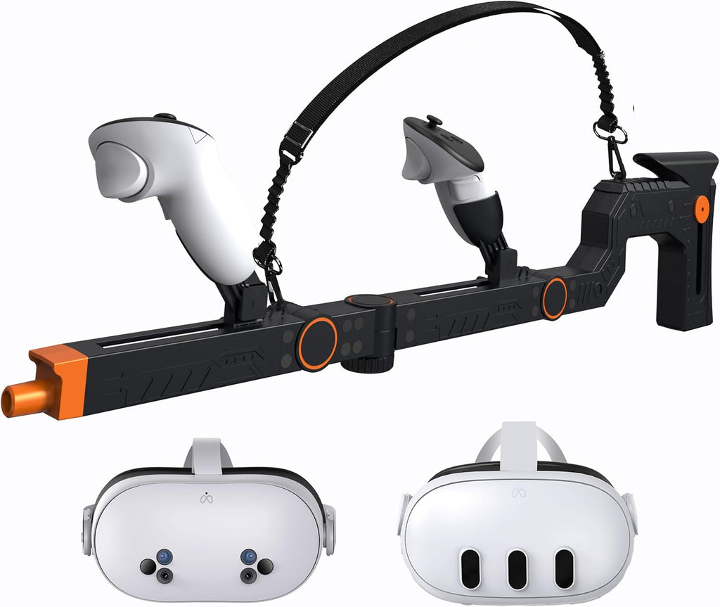 VR Gun Stock for Meta Quest 3 & Quest 3S, Durable Mechanical Design, Precision Angle Adjustment Gunstock for Oculus Quest 3 Enhancing Realistic VR Experience for FPS Gamers