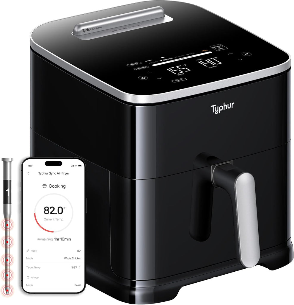 Typhur Sync 8QT AI Smart Air Fryer with Built-in Wireless Meat Thermometer