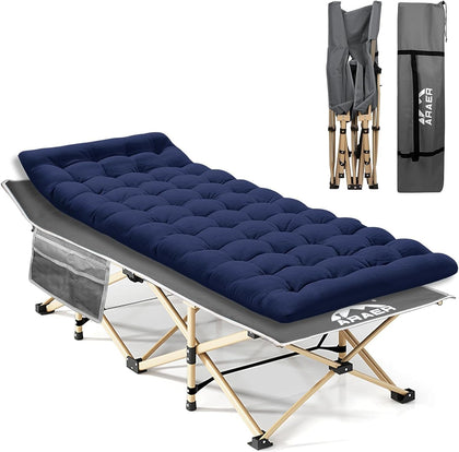 ARAER Camping Cot, 450LBS(Max Load), Portable Folding Outdoor Bed with Carry Bag
