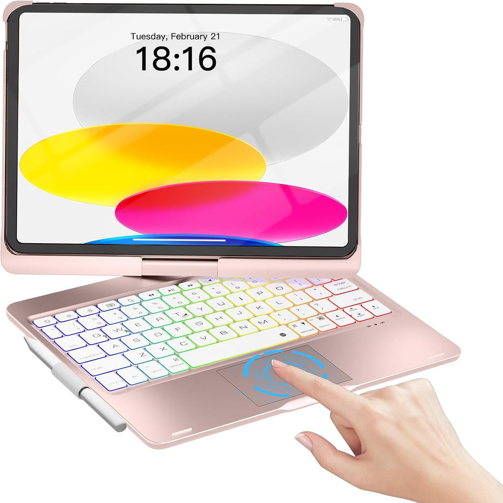 Funda con Teclado NOKBABO para iPad 10/11 (A16) y Air 11" (M4/M3/M2) - Rosa Intenso