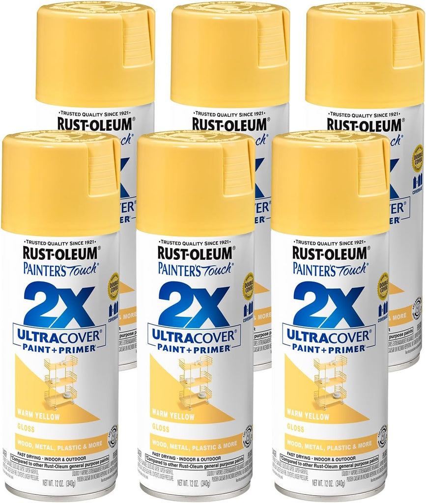 Rust-Oleum Painter's Touch 2X Ultra Cover Spray Paint, Gloss Warm Yellow