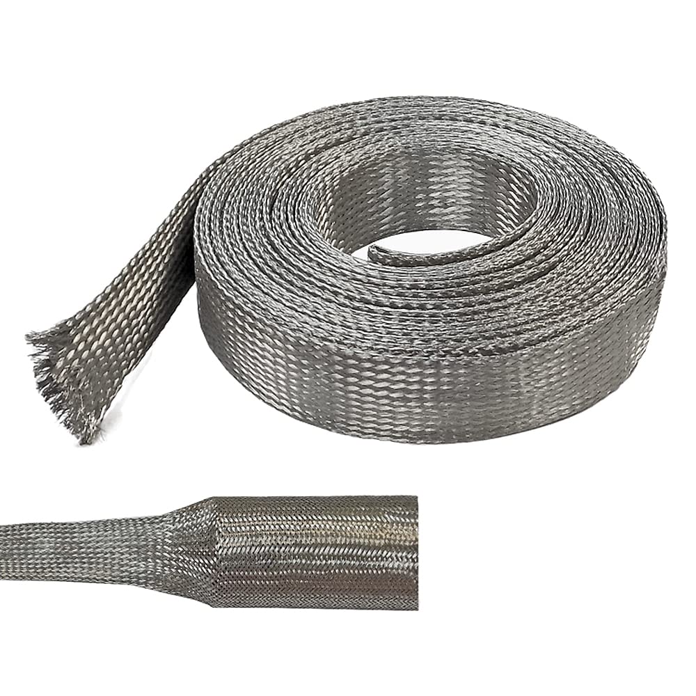 Electriduct 1/4" Tinned Copper Metal Braid Sleeving Flexible EMI RFI Shielding Wire Mesh (0.16" Diameter) - 50 Feet
