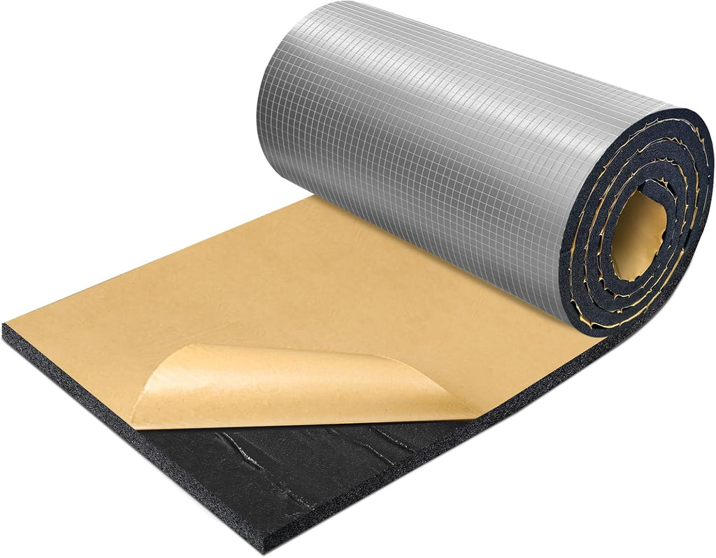 TroyStudio Sound Proof Closed Cell Foam, Self-Adhesive 13'' x 78" Heat Shield Acoustic Rubber Foam Sheet - Waterproof No