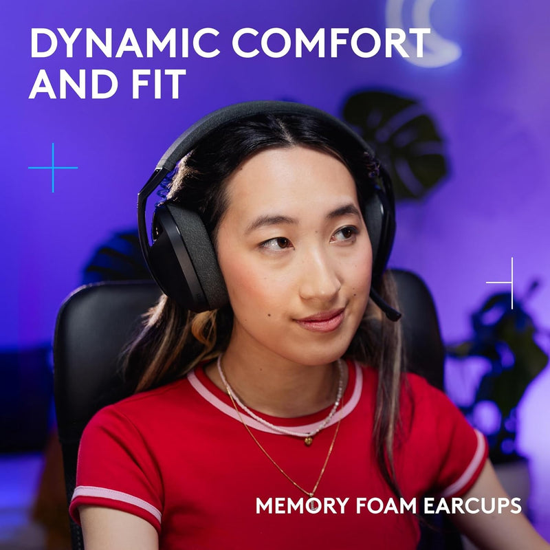 Logitech G321 Lightspeed Wireless Bluetooth Gaming Headset, Dynamic Comfort and fit, 16 kHz Boom mic, 20+ hrs Battery, PC, PS4, PS5, Nintendo Switch, Mobile - Black