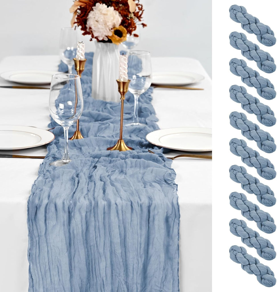 10 Pack Dusty Blue Table Runner 10Ft Cheesecloth Table Runner Boho Gauze Cheese Cloth Table Runners Romantic Long Sheer