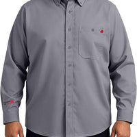 WORKWEYA FR Welding Shirts 7.5oz Cotton Button Down Flame Resistant Shirt for Men Light Gray