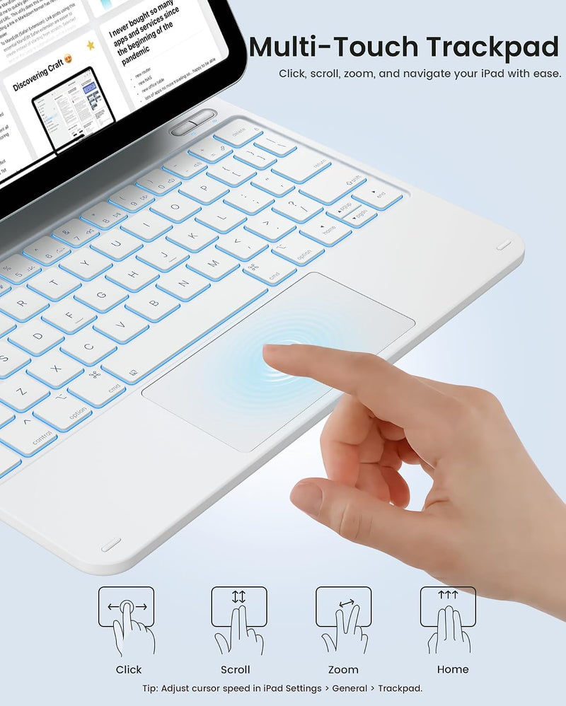 Funda con Teclado typecase Edge para iPad 11" (A16) / 10.ª Gen - Blanco Marfil