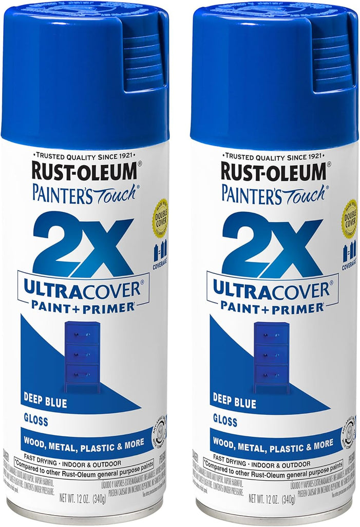 Rust-Oleum Painter's Touch 2X Ultra Cover Spray Paint, Gloss Deep Blue