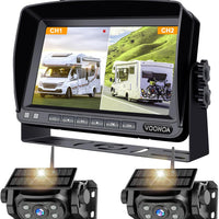 VOONOA 2 Magnetic Wireless Backup Camera with 7'' HD 1080P DVR Monitor System, 15000mAh Rechargeable Waterproof Dual Sol