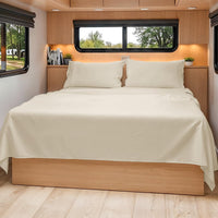 Short Queen Size 4 Piece Bed Sheet Set - RV Short Queen Sheets - Wheat