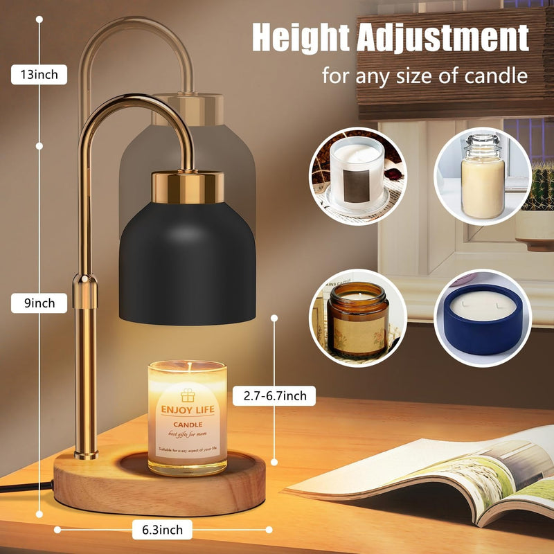 seenlast Candle Warmer Lamp with Dimmer Adjustable Height, 2/4/8H Timer