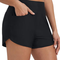 baleaf Women's 3" Swim Shorts with Velcro-Sealed Pockets Black XL