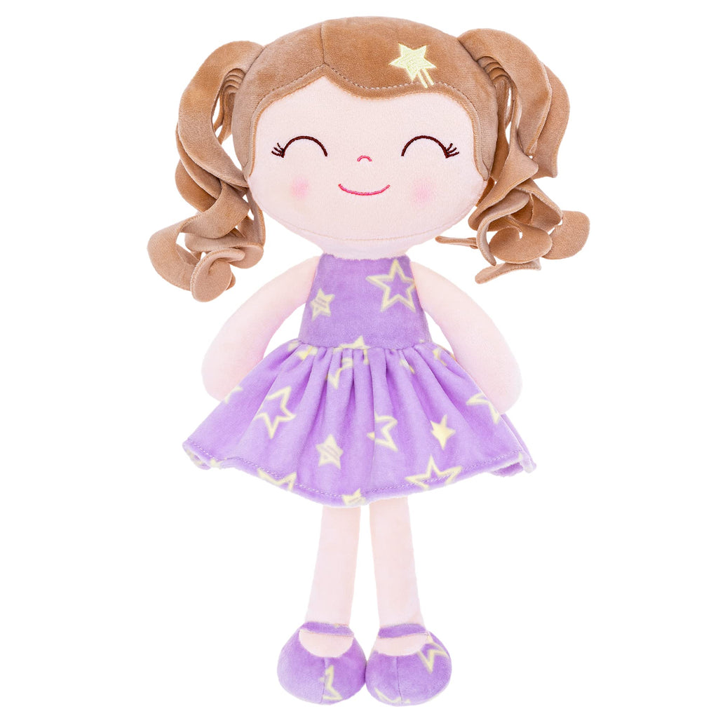 Gloveleya Baby Dolls Soft Snuggly First Baby Girl Gifts Soft Doll for Girls with Star Printed Purple Dress 12inches Galaxy Series
