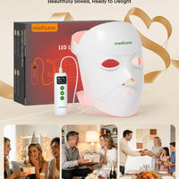 Medisana - Terapia de luz roja 3D para cara, 336 LED con 3 modos, NIR 830 nm, rojo 630 nm, azul 415 nm, diseño ergonómico de silicona 3D, máscara facial LED inalámbrica y recargable, regalos para el c