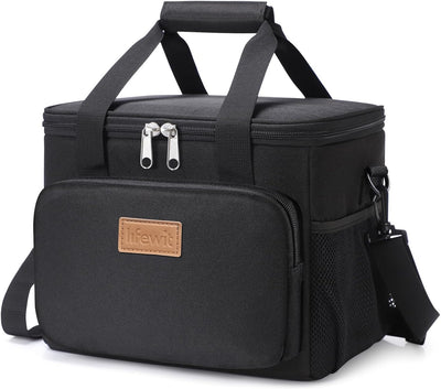 Lifewit Medium Lunch Bag, Insulated Lunch Box, Soft Cooler Cooling Tote for Adult Men Women, Black 12-Can (9L)