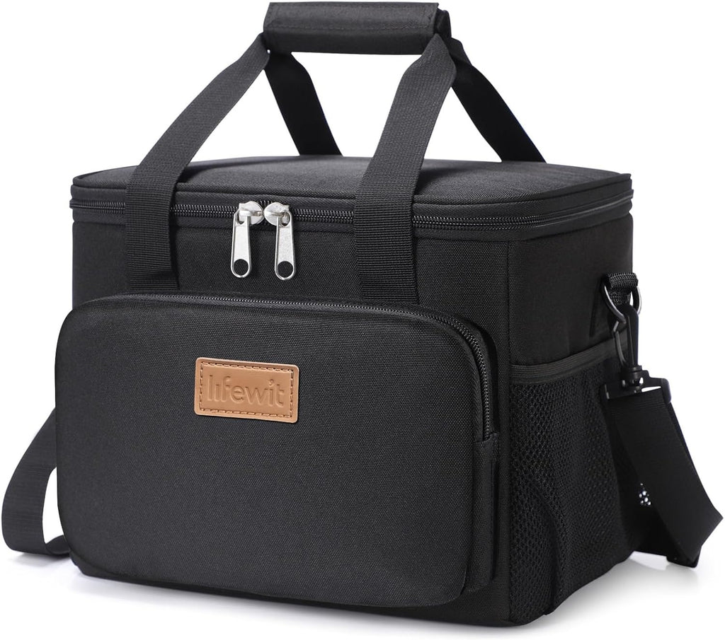 Lifewit Medium Lunch Bag, Insulated Lunch Box, Soft Cooler Cooling Tote for Adult Men Women, Black 12-Can (9L)