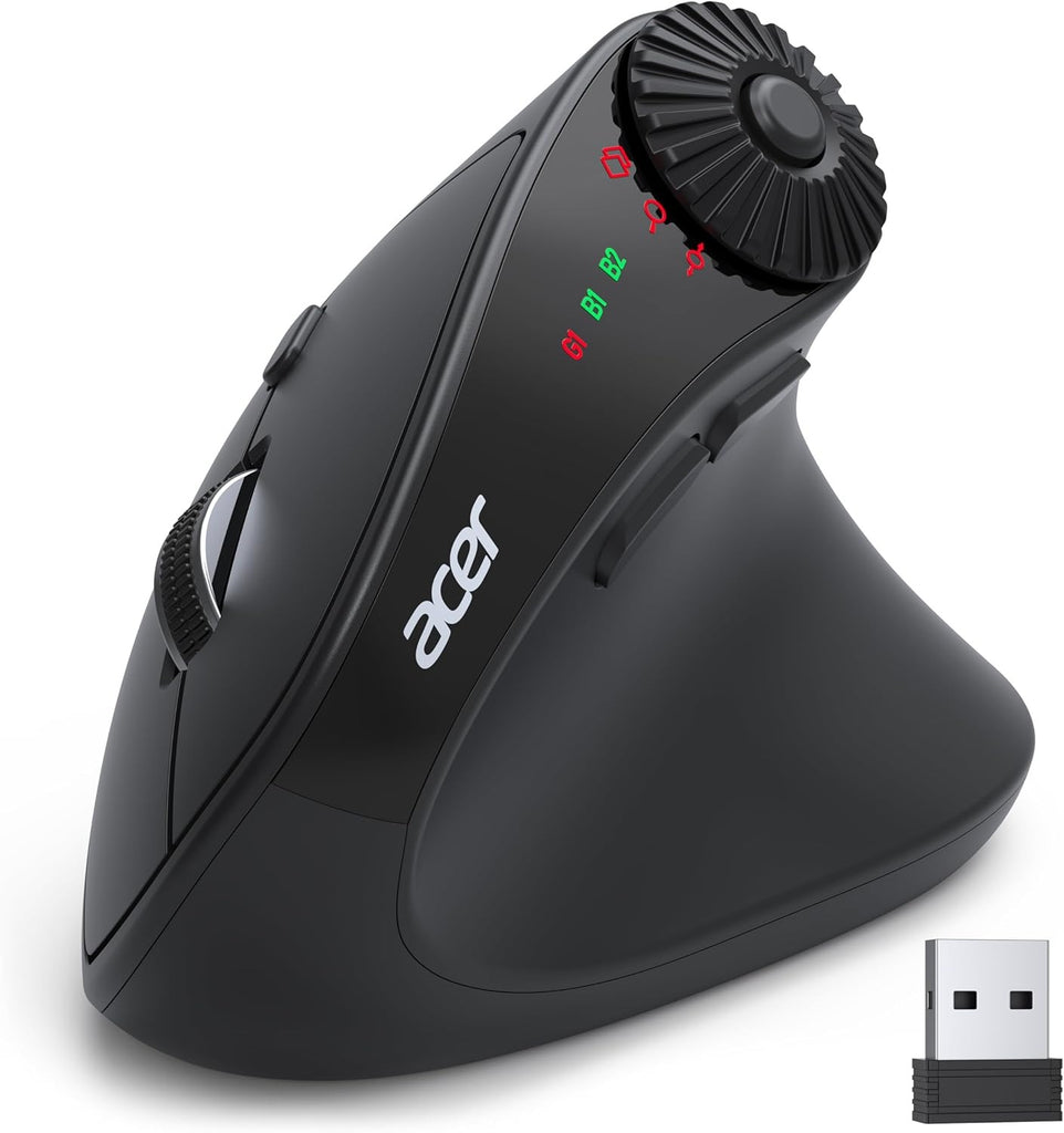 Acer Ergonomic Mouse Wireless with Side Scroll, Bluetooth Mouse for Laptop