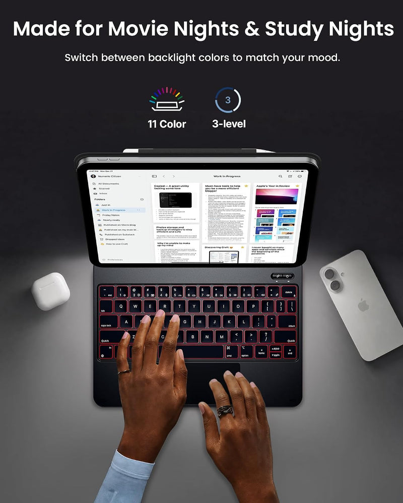 Funda con Teclado typecase Edge para iPad 11" (A16) / 10.ª Gen - Fibra de Carbono