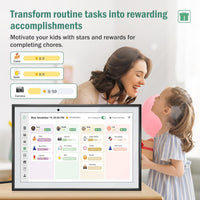 LQN WiFi Digital Calendar Smart Family Planner,Chore Charts, Achievement Rewards, AI Meal Planning, Smart Touchscreen Interactive Display for Schedules and Cloud Photo Desk Calendar Refills, 10.1'' Bl