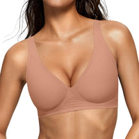 OEAK Womens Jelly Bras Wireless Deep V Comfy Push Up Tshirt Bras LAT XL+