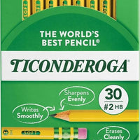 Ticonderoga Wood-Cased Pencils, Pre-Sharpened, 2 HB Soft, Yellow, 30 Count, 6 Packs/180 Count Total