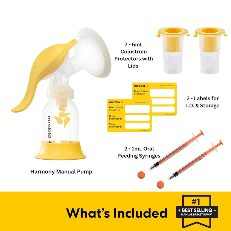 Medela Harmony Extractor de Leche Manual con Kit de Calostro 4 en 1