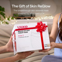 Ulike ReGlow - Máscara de Terapia de Luz LED, Terapia de Luz Roja para Cara, 4 Modos con Luces Rojas, Azules, Amarillas e Infrarrojas para Reducir el Acné y Antienvejecimiento, Protección para los