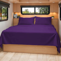 Short Queen Size 4 Piece Bed Sheet Set - RV Short Queen Sheets - Purple