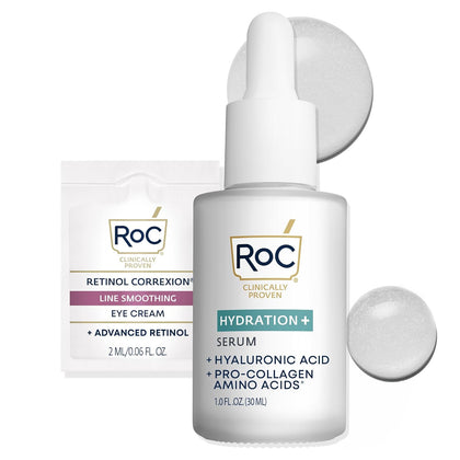 RoC Hydration+ Hyaluronic Acid Serum For Face, Hydrating and Plumping, 1oz