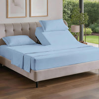 Flex Top Split Head King 4 Piece Sheet Set - Soft & Breathable - Light Blue