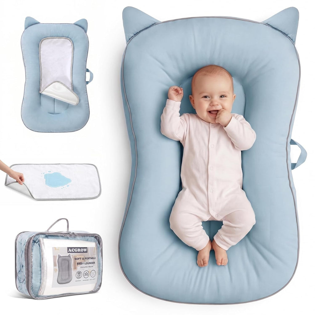 ACGROW Baby Lounger for Newborn 0-24 Months, Cotton Infant Support Cushion