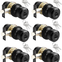 KNOBWELL 6 Pack Keyed Alike Exterior Door Knobs with Matte Black Finish, Keyed Entry/ Bedroom Door Knobs with Lock and K